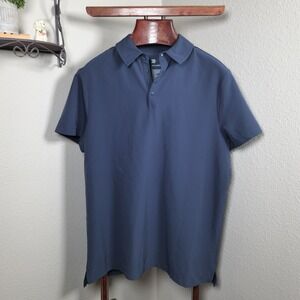 All in Motion Men's Golf Polo Snap Shirt Blue Short Sleeve Athletic Size Medium